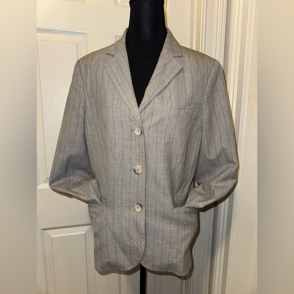 The Limited Light Gray/Pink Pinstripe Blazer - Picture 10 of 15